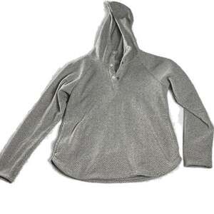 Columbia Women's Hoodie Sweater L Gray Herringbone Knit Pullover